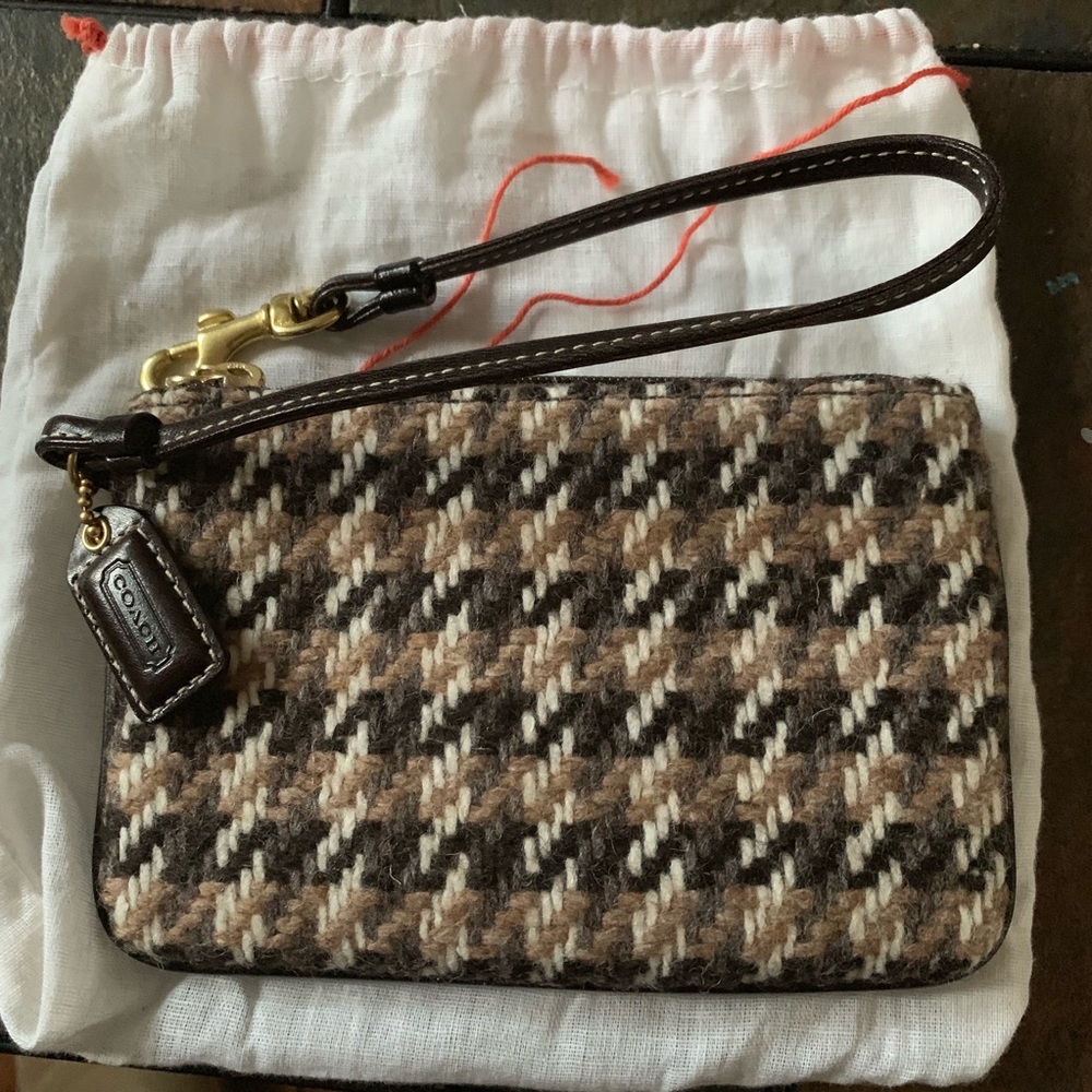 Coach brown wristlet